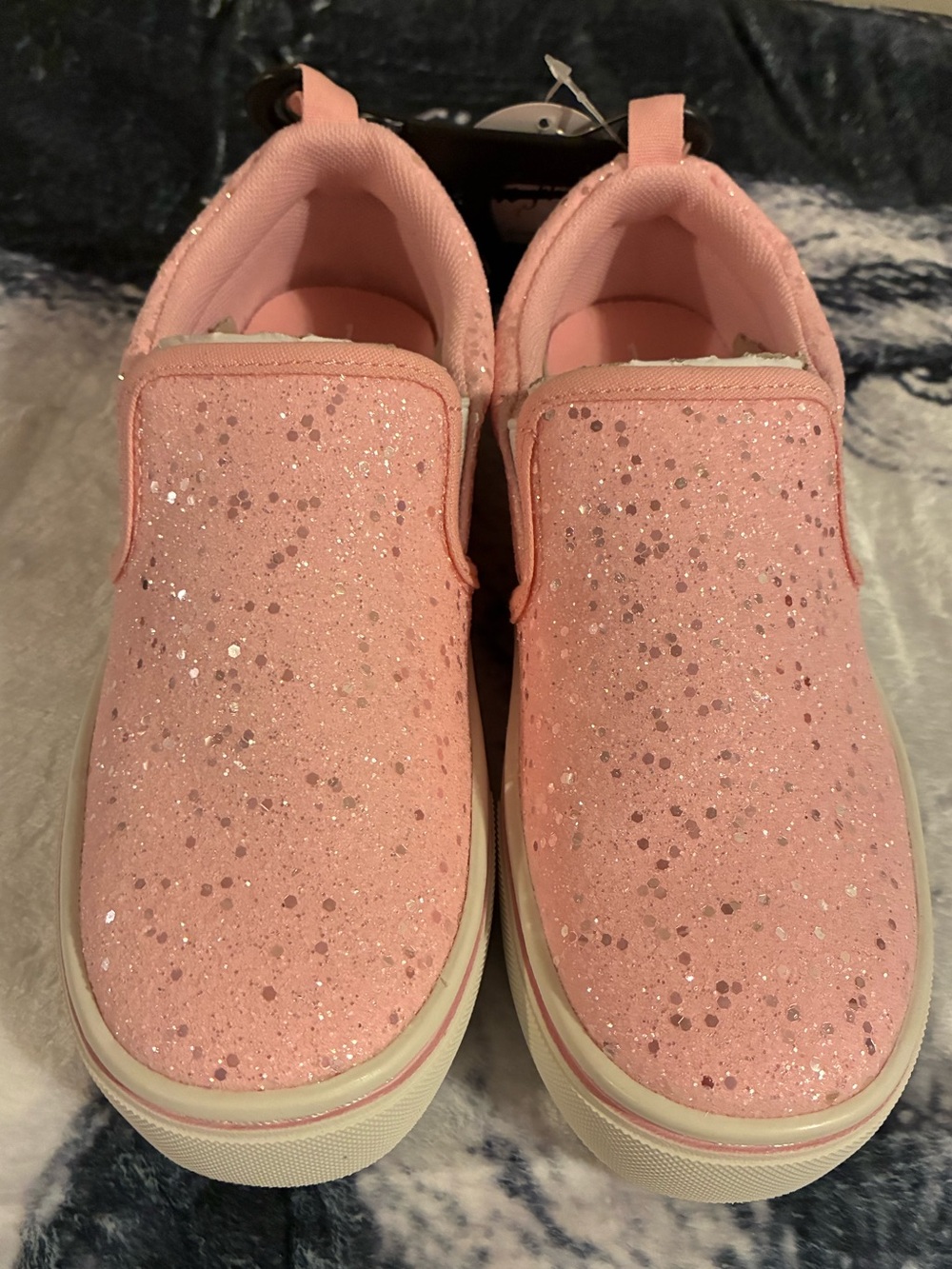 Girls Sparkle Slip-On Sneakers - Pink Glitter